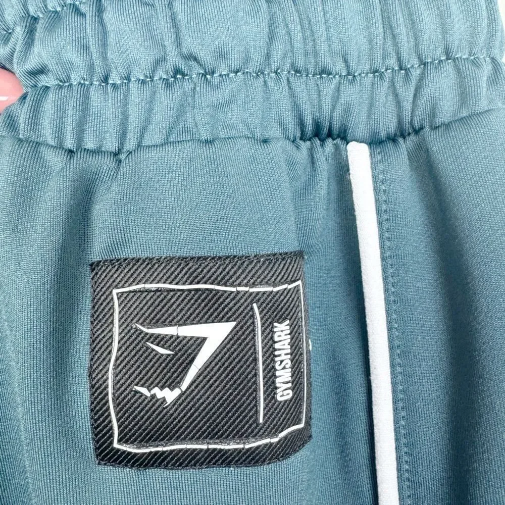 GYMSHARK | Teal Layered Drawstring Waist Track Pants with Stripe Men’s Size M